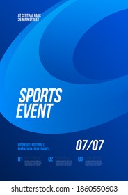 Poster design with loop element for sports event, competition or championship. Sports background.