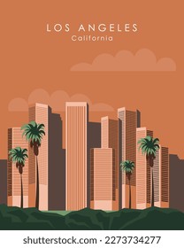 Diseño de afiches en Los Ángeles, California. vista de ciudad