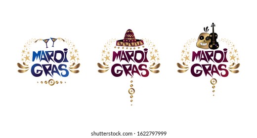 Poster design for the Mardi Gras carnival. Fat Tuesday, carnival, festival. Vector illustration. For greeting cards, banners, gift wrapping, posters.