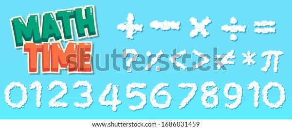 Poster design for math with numbers and\
signs illustration
