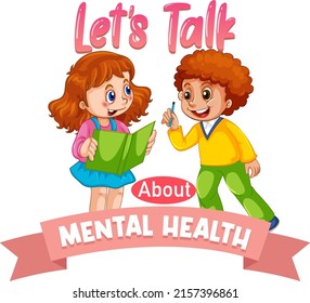 Poster design for mental health with boy and girl illustration