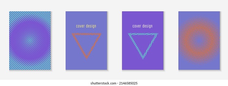 Diseño de afiches moderno. Certificado creativo, informe anual, cartel, diseño de diario. Naranja y púrpura. Diseño de afiches moderno con líneas geométricas minimalistas y formas.