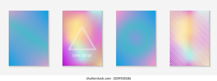 Poster design modern. Elegant booklet, placard, annual report, folder layout. Holographic. Poster design modern with minimalist geometric lines and shapes.