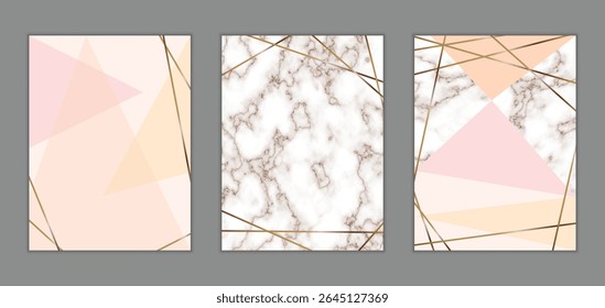 Poster-Design moderne geometrische Marmor und Pastellhintergrund Set