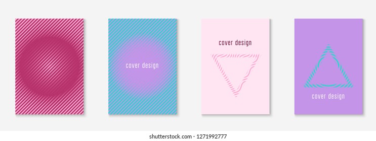 Poster design modern. Halftone booklet, flyer, patent, journal concept. Purple and turquoise. Poster design modern with minimalist geometric lines and shapes.