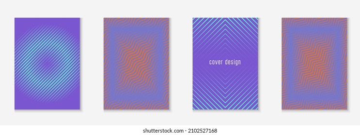 Poster design modern. Halftone flyer, mobile screen, book, web app concept. Orange and purple. Poster design modern with minimalist geometric lines and shapes.