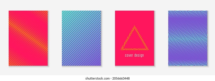 Poster design modern. Halftone presentation, journal, annual report, placard layout. Orange and pink. Poster design modern with minimalist geometric lines and shapes.