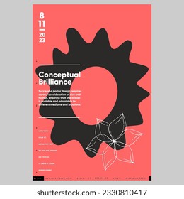 Poster design in modern style. Creative vector template. Paper art poster design for report cover design. Banner, flyer, cover, print. Vector graphic. Background, poster, banner, flyer. Design element