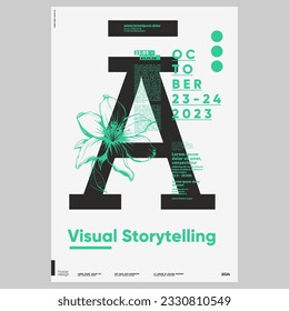 Poster design in modern style. Creative vector template. Book cover design modern. Event poster design. Marketing event banner template. Brochure template layout. Typography design.