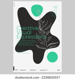 Poster design in modern style. Creative vector template. Book cover design modern. Event poster design. Marketing event banner template. Brochure template layout. Typography design.