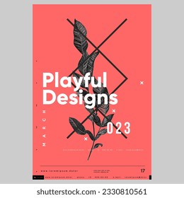 Poster design in modern style. Creative vector template. Paper art poster design for report cover design. Banner, flyer, cover, print. Vector graphic. Background, poster, banner, flyer. Design element