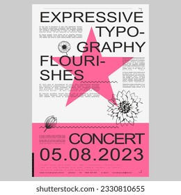 Poster design in modern style. Creative vector template. Book cover design modern. Event poster design. Marketing event banner template. Brochure template layout. Typography design.