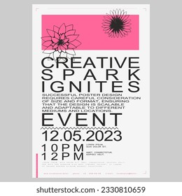 Poster design in modern style. Creative vector template. Book cover design modern. Event poster design. Marketing event banner template. Brochure template layout. Typography design.