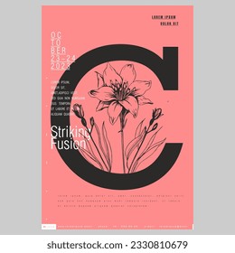 Poster design in modern style. Creative vector template. Book cover design modern. Event poster design. Marketing event banner template. Brochure template layout. Typography design.