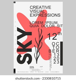 Poster design in modern style. Creative vector template. Book cover design modern. Event poster design. Marketing event banner template. Brochure template layout. Typography design.
