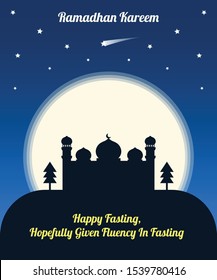 Poster Design For Month of Ramadhan, With Greeting, Happy Fasting, Hopefully Give Fluency in Fasting