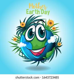 Poster design for mother earth day with big smile on earth illustration