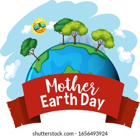 Poster design for mother earth day with many trees on earth illustration