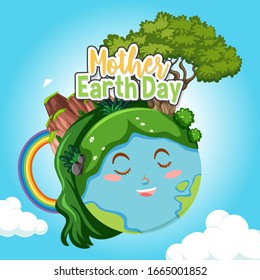Poster design for mother earth day with happy earth in background illustration