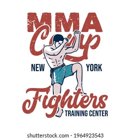 poster design with muay thai martial art artist vintage illustration
