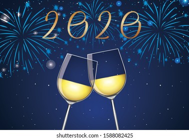Poster design for New Year 2020 illustration