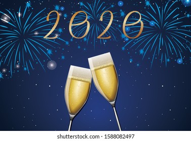 Poster design for New Year 2020 illustration