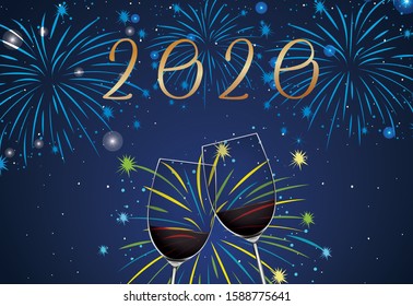 Poster design for New Year 2020 illustration