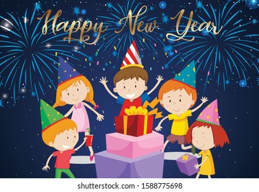 Poster design for New Year 2020 illustration