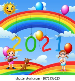 Poster design for New Year 2020 illustration