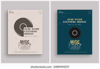 Poster design for a new year party. New Year's party with an old school concept. Vector premium design for a label, poster, cover and flyer for party announcements.