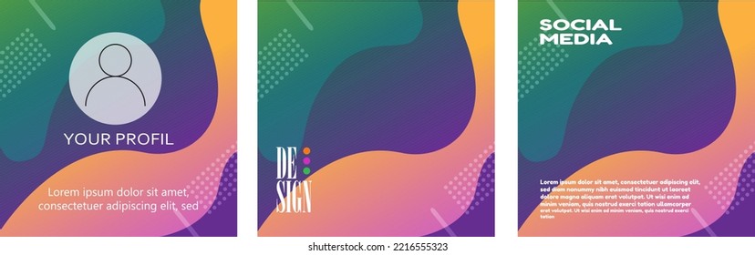 Poster design for social media post template with green liquid frame background and abstract geometric shapes ornament vector illustration.