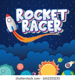 Poster design with solar system theme background illustration