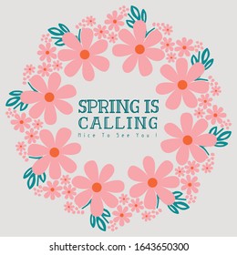 Poster-Design für Federruf Grußkarte, mit Menge Blatt und Blumenrahmen. Vektorillustration