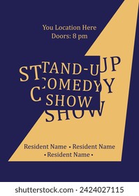 Poster design for a stand-up comedy show. Flyer and advertisement. Vector flat illustration