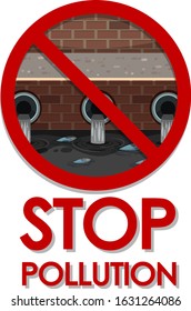 Poster design for stop pollution with dirty water illustration