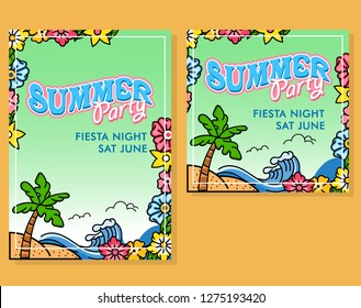 Poster design for summer party. Available in A4 paper size and square shape.