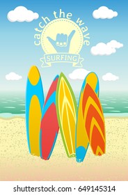 Poster design with surf boards