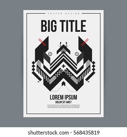Poster design template with abstract geometric element. Useful for book and magazine covers and advertising.
