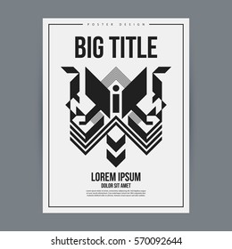 Poster design template with abstract geometric element. Useful for book and magazine covers and advertising.