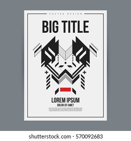 Poster design template with abstract geometric element. Useful for book and magazine covers and advertising.