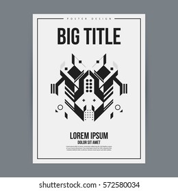 Poster design template with abstract geometric element. Useful for book and magazine covers and advertising.