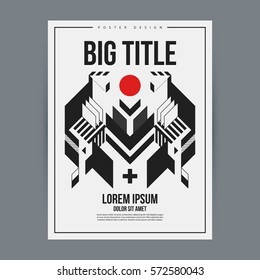 Poster design template with abstract geometric element. Useful for book and magazine covers and advertising.