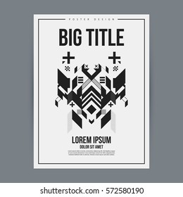 Poster design template with abstract geometric element. Useful for book and magazine covers and advertising.