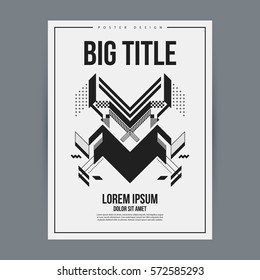 Poster design template with abstract geometric element. Useful for book and magazine covers and advertising.