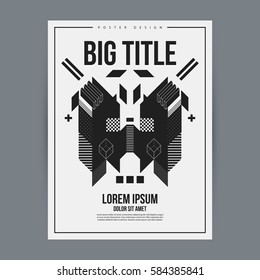 Poster design template with abstract geometric element. Useful for book and magazine covers and advertising.