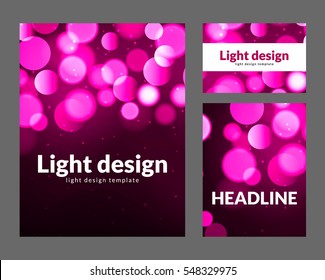 Poster design template with bokeh light effect. Vector modern card concept. Holiday flyer template for concert or show party