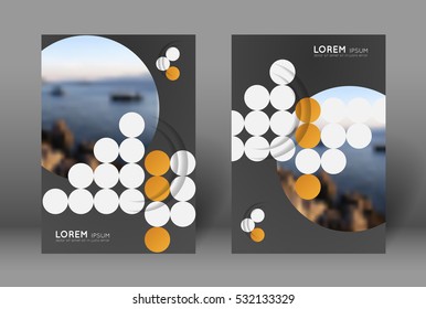 poster design template, book cover, flyer design, composition of white and orange circles, shadow effect