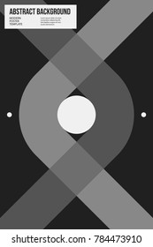 Poster design template with crossing geometric lines in black and white style. Abstract vector background