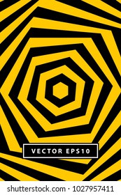 Poster design template with divergent hexagons in retro minimalism style. Abstract vector background