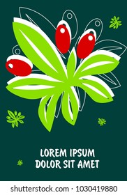Poster design template with floral element in the center
